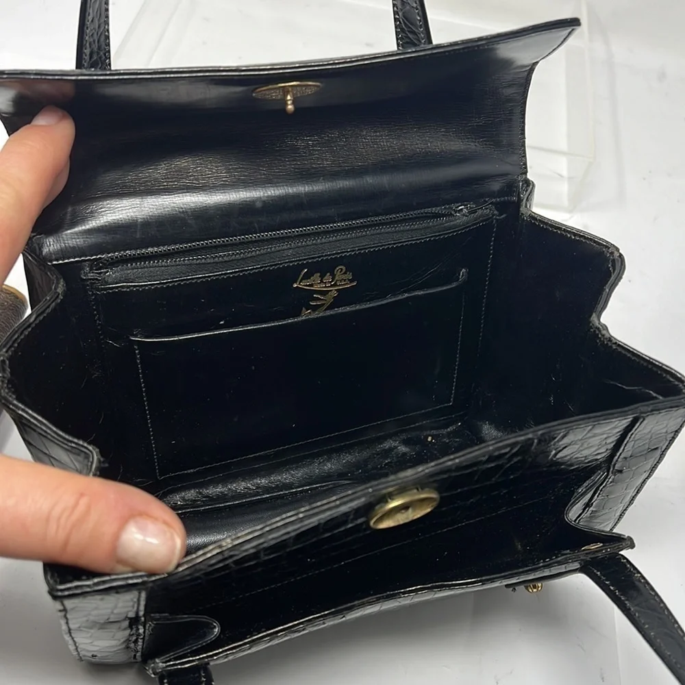 Lucille de Paris Black Crocodile Handbag